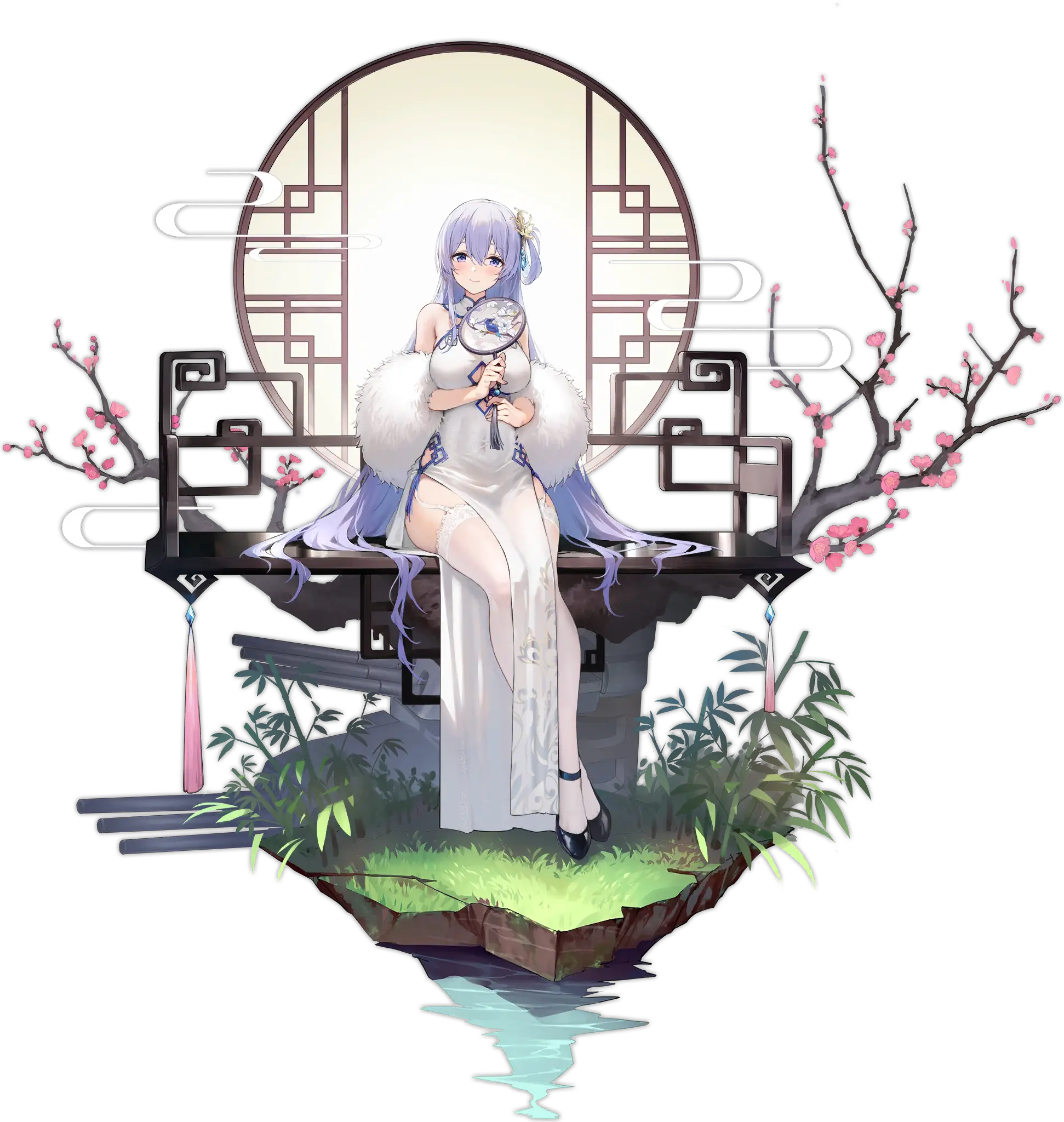 Illustration du Skin : Immaculate Beauty du personnage de Rodney, le cuirassé de la faction Royal Navy, disponible dans le jeu "Azur Lane", dessinée par Yumesaki  Kaede.